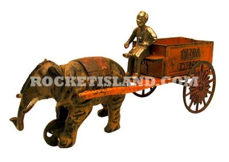 Kenton Hardware Co. Cairo Express Elephant, Driver and Cart Toy