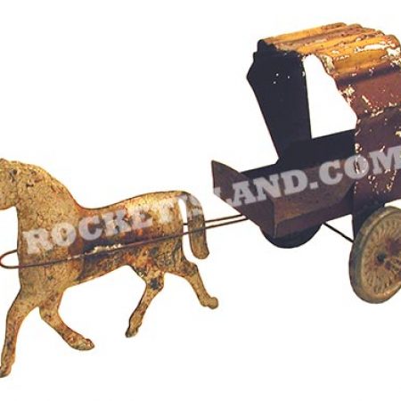 Early American Tin Horse and Cart