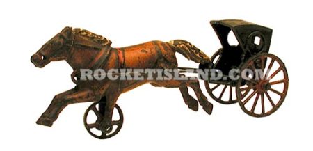 Kenton Toy Mfg. Early American Cast-Iron Horse and Hansom Cab Toy