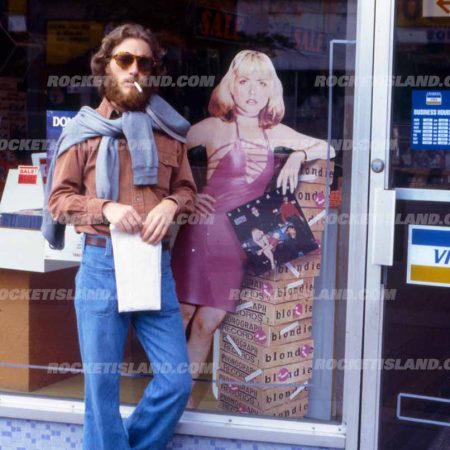 1970s Man at Record Store with Blondie Display
