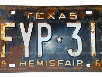 1968 Texas Hemisfair License Plate