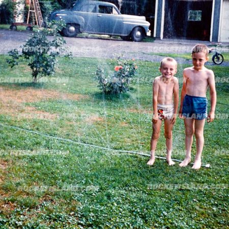 Two Boys in the Sprinklers