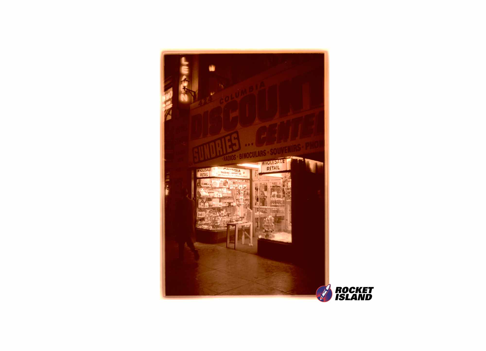New York City Discount Center Storefront at Dusk (1960s)