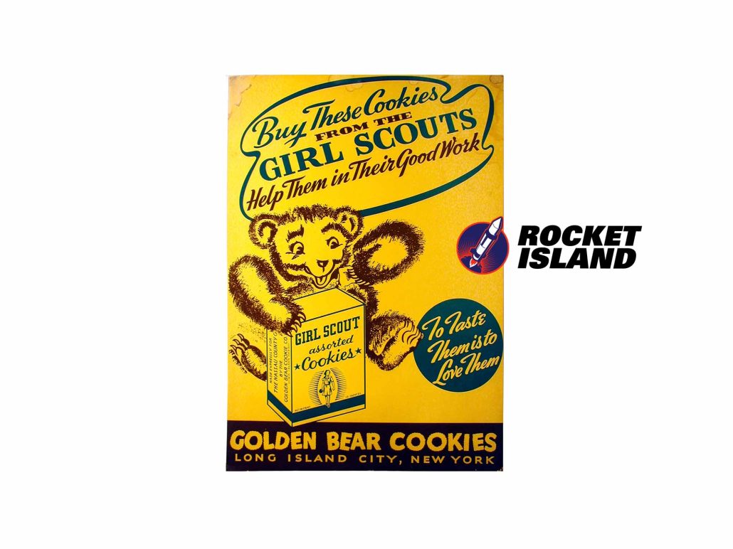 Golden Bear Girl Scout Cookies Retail Sign (1950s)