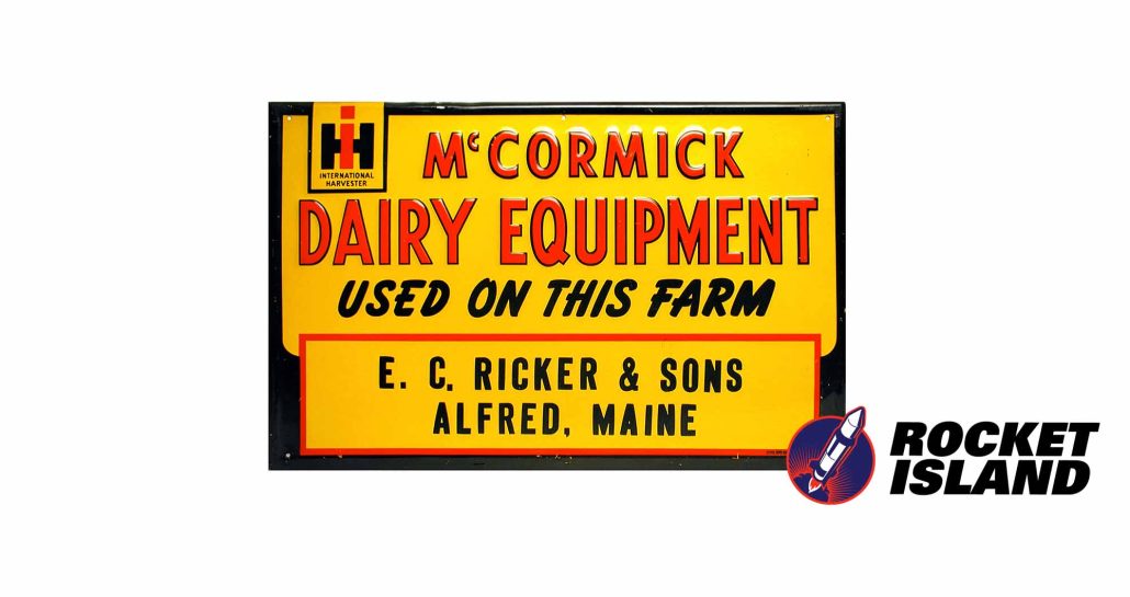 McCormick Dairy Equipment "Used On This Farm" Customer Sign (1950s)